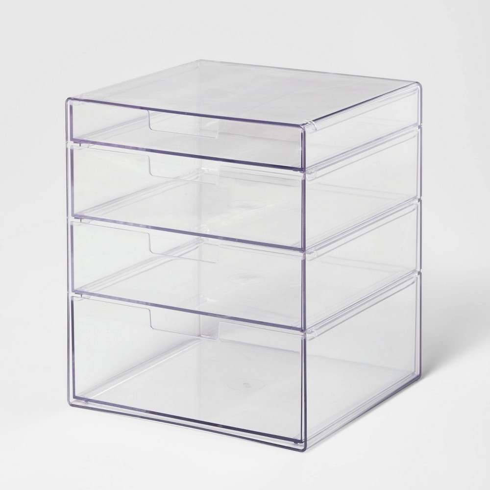 Brightroom 4-Drawer Organizer Clear Shatter Resistant Vanity Makeup Storage